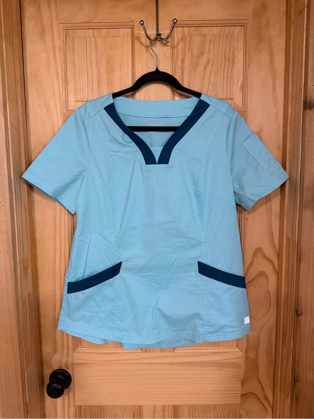Two Tone Butter Soft Stretch Scrub Top